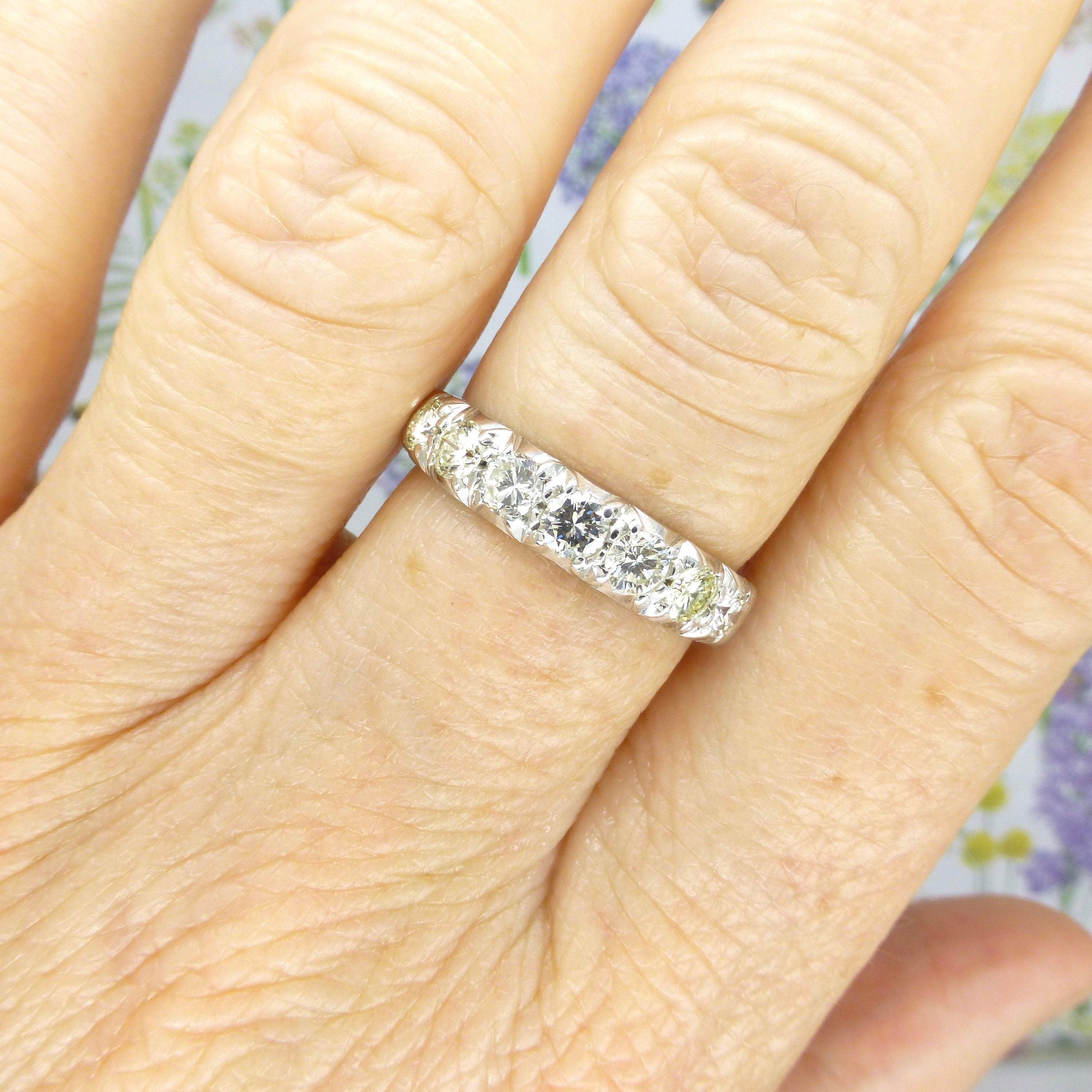 Vintage 18ct white gold seven stone diamond half eternity ring