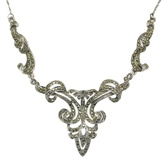 Vintage Art Deco marcasite necklace c1950's ~ bridal jewellery