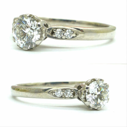 Vintage natural GIA diamond solitaire engagement ring D -SI2 - 9ct white gold ~ 0.51ct