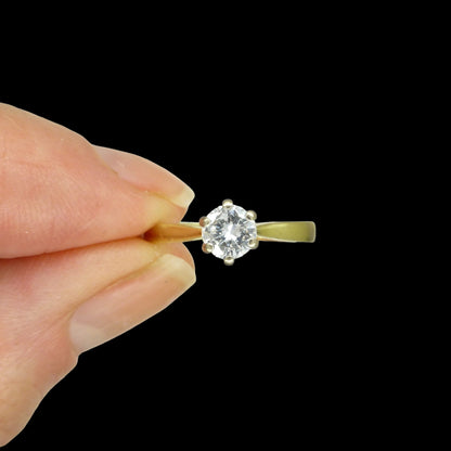 Vintage 18ct gold Princess set diamond solitaire engagement ring 0.45ct
