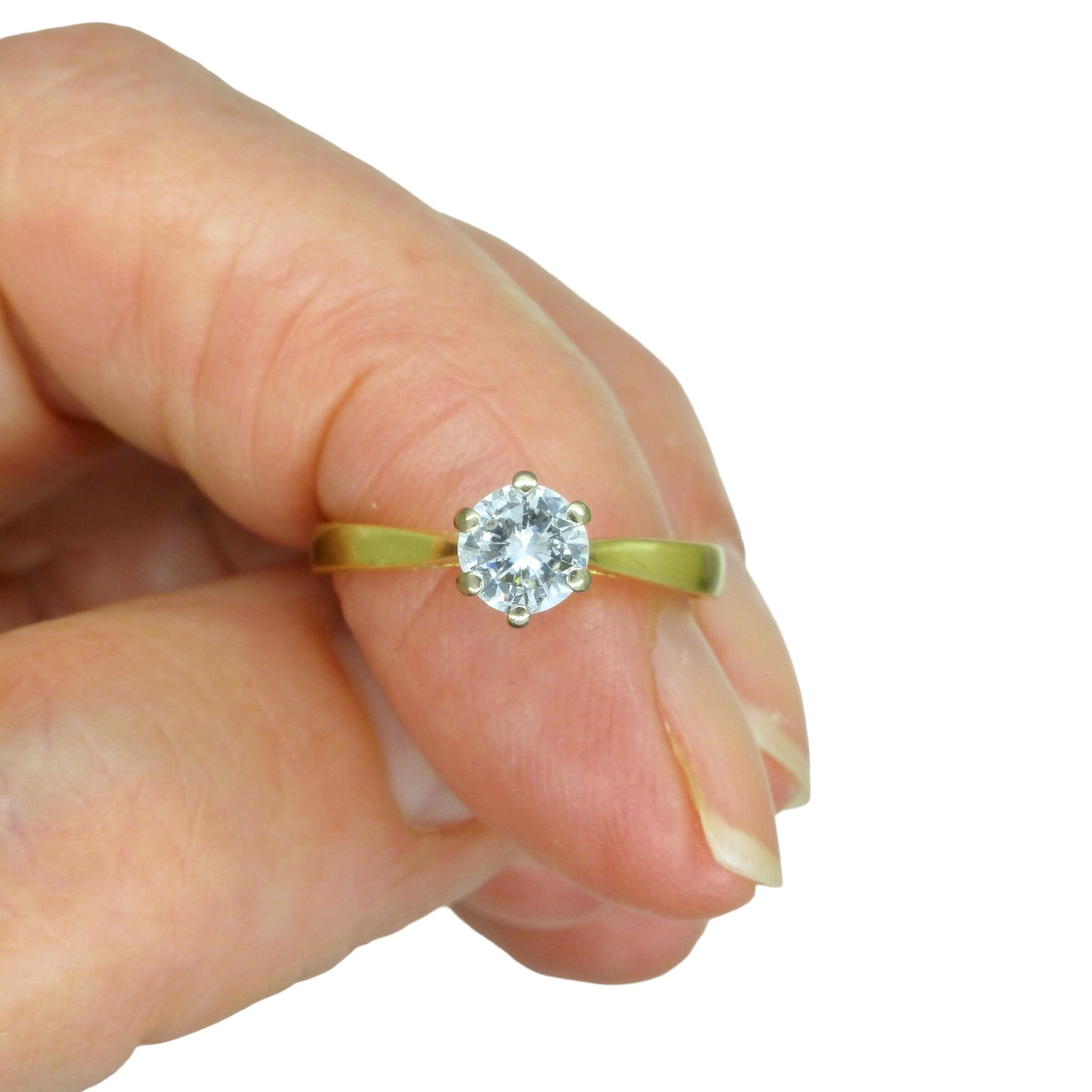 Vintage 18ct gold Princess set diamond solitaire engagement ring 0.45ct