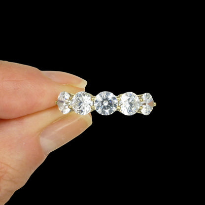 Impressive vintage 9ct gold 'Faux diamond' five stone dress ring