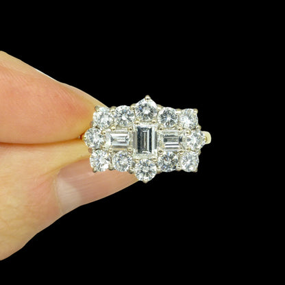 Vintage 18ct natural diamond statement cluster ring 1.75ct ~ Independent Valuation