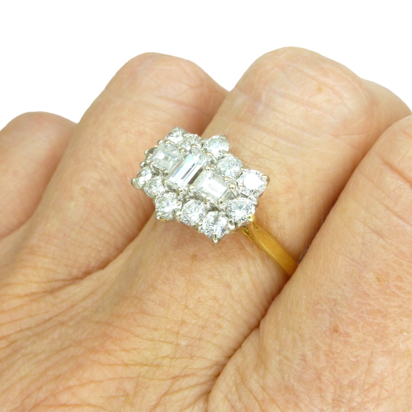 Vintage 18ct natural diamond statement cluster ring 1.75ct ~ Independent Valuation