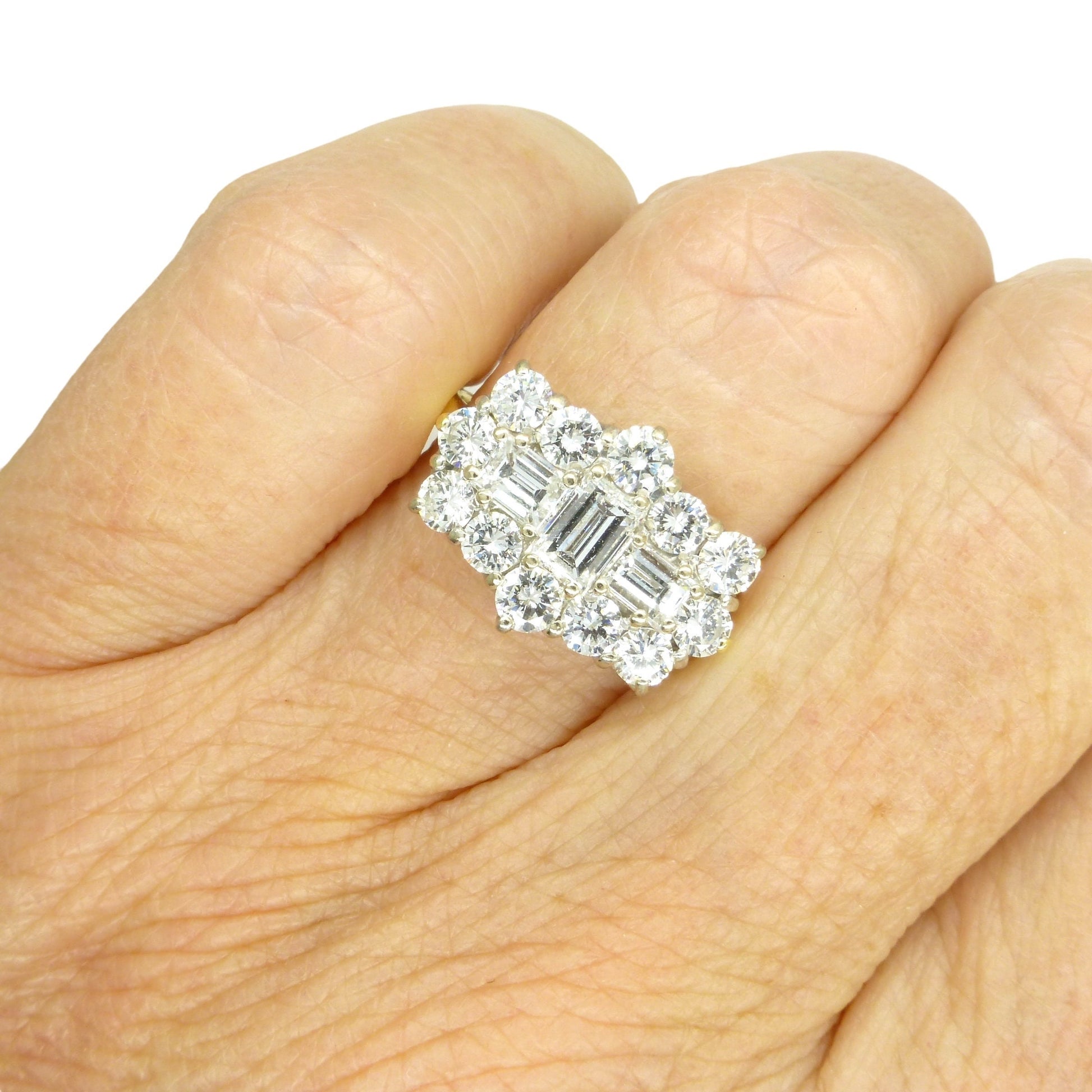 Vintage 18ct natural diamond statement cluster ring 1.75ct ~ Independent Valuation