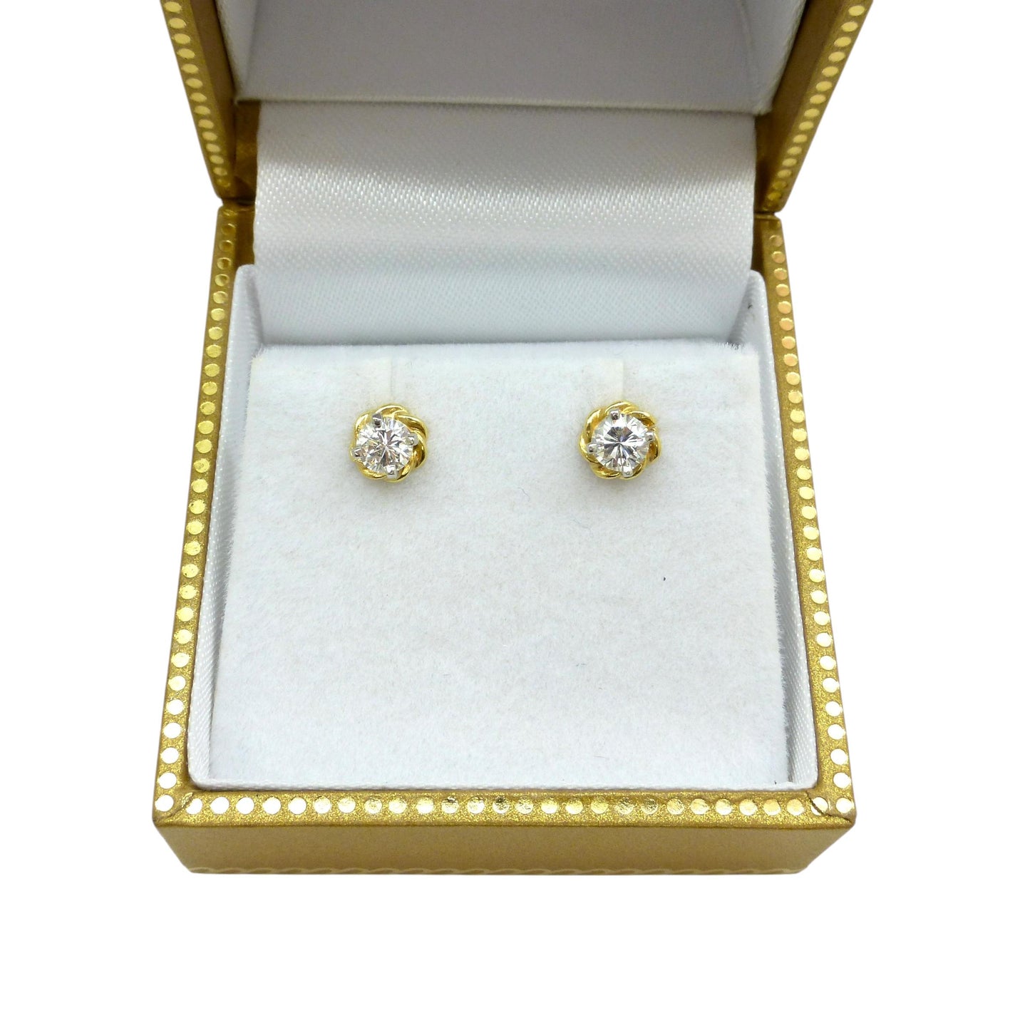 Vintage 18ct gold natural diamond solitaire stud earrings