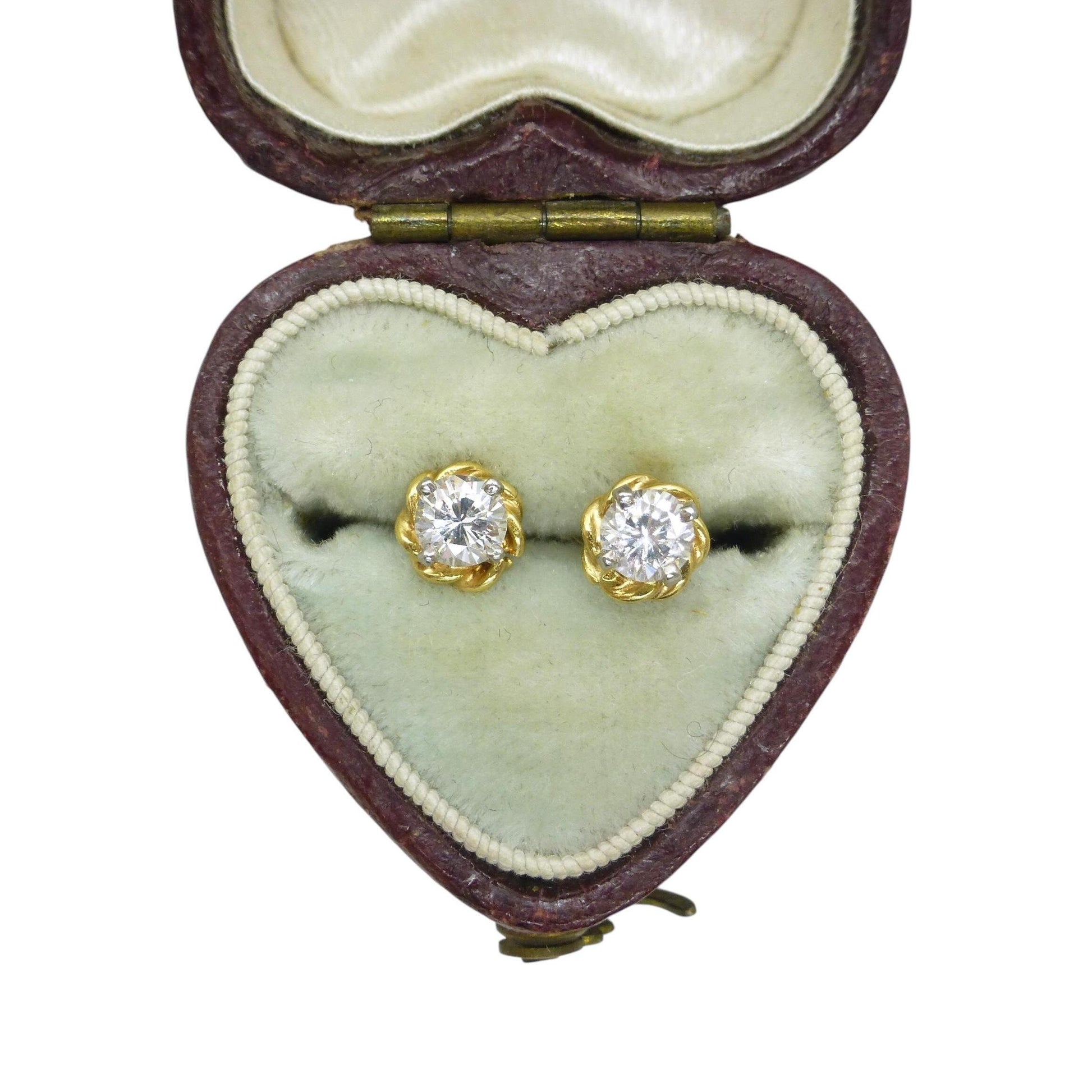 Vintage 18ct gold natural diamond solitaire stud earrings