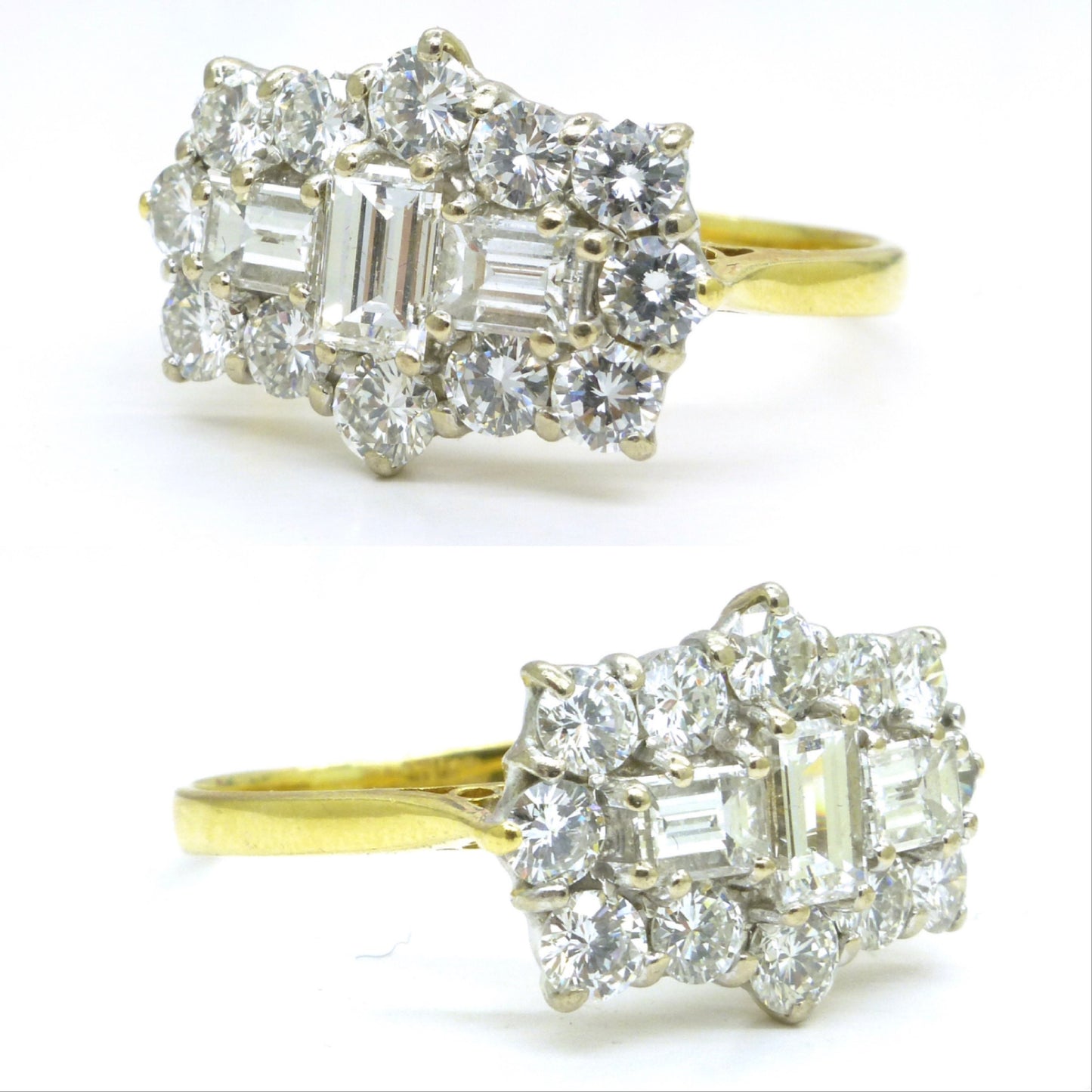 Vintage 18ct natural diamond statement cluster ring 1.75ct ~ Independent Valuation