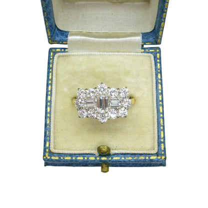 Vintage 18ct natural diamond statement cluster ring 1.75ct ~ Independent Valuation