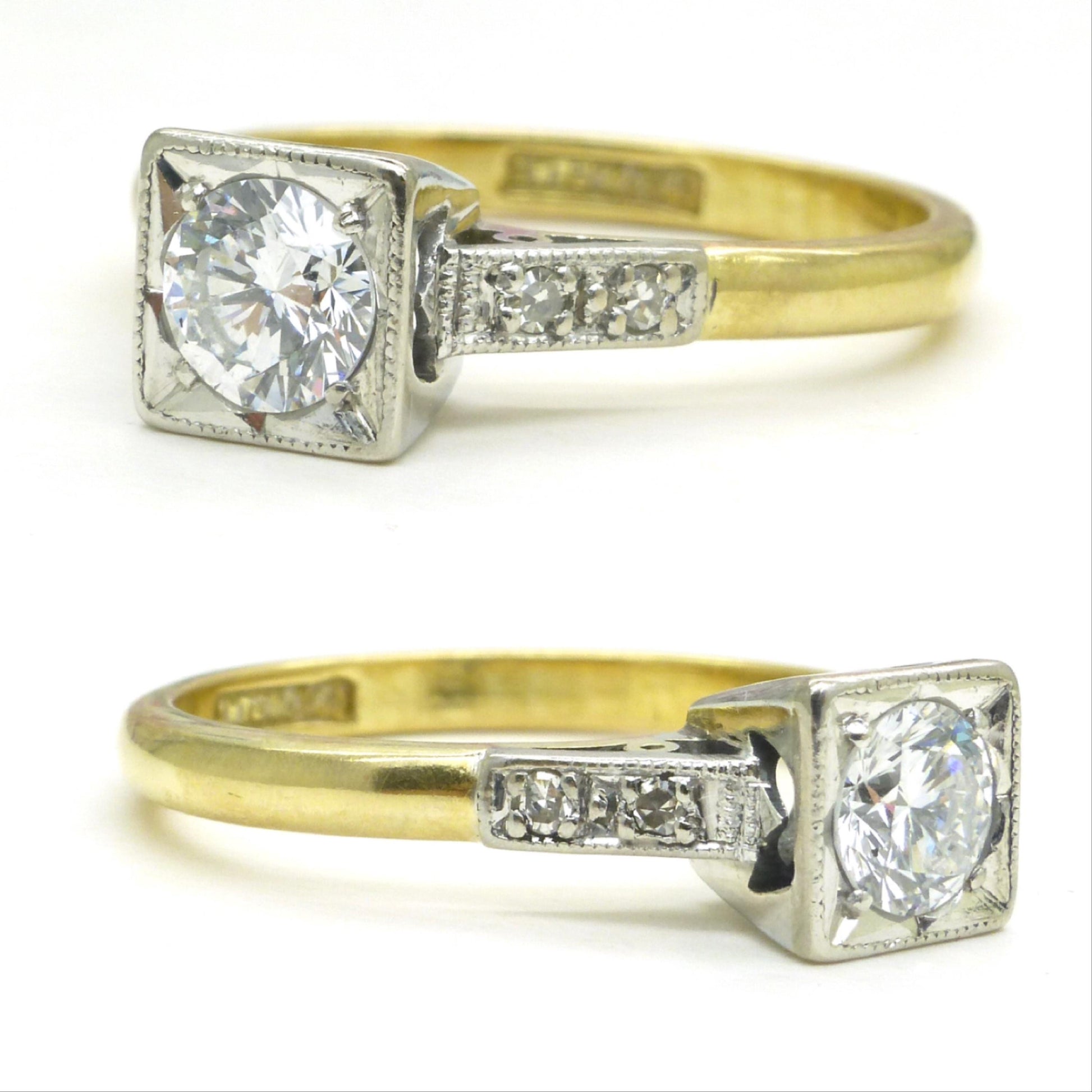 Vintage Art Deco natural diamond solitaire ring 18ct & Platinum 0.45ct c1930's