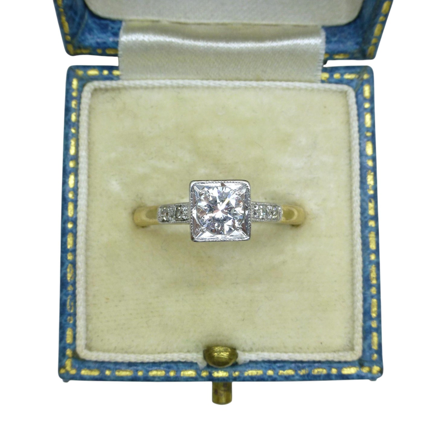 Vintage Art Deco natural diamond solitaire ring 18ct & Platinum 0.45ct c1930's