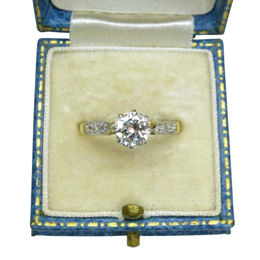 Vintage natural diamond 18ct gold & Platinum solitaire ring 0.78ct 1950's ~ Independent report.