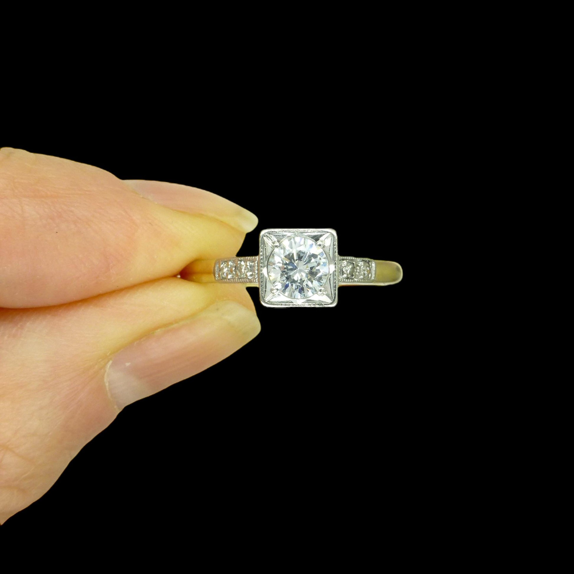 Vintage Art Deco natural diamond solitaire ring 18ct & Platinum 0.45ct c1930's