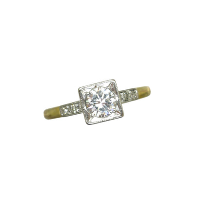 Vintage Art Deco natural diamond solitaire ring 18ct & Platinum 0.45ct c1930's