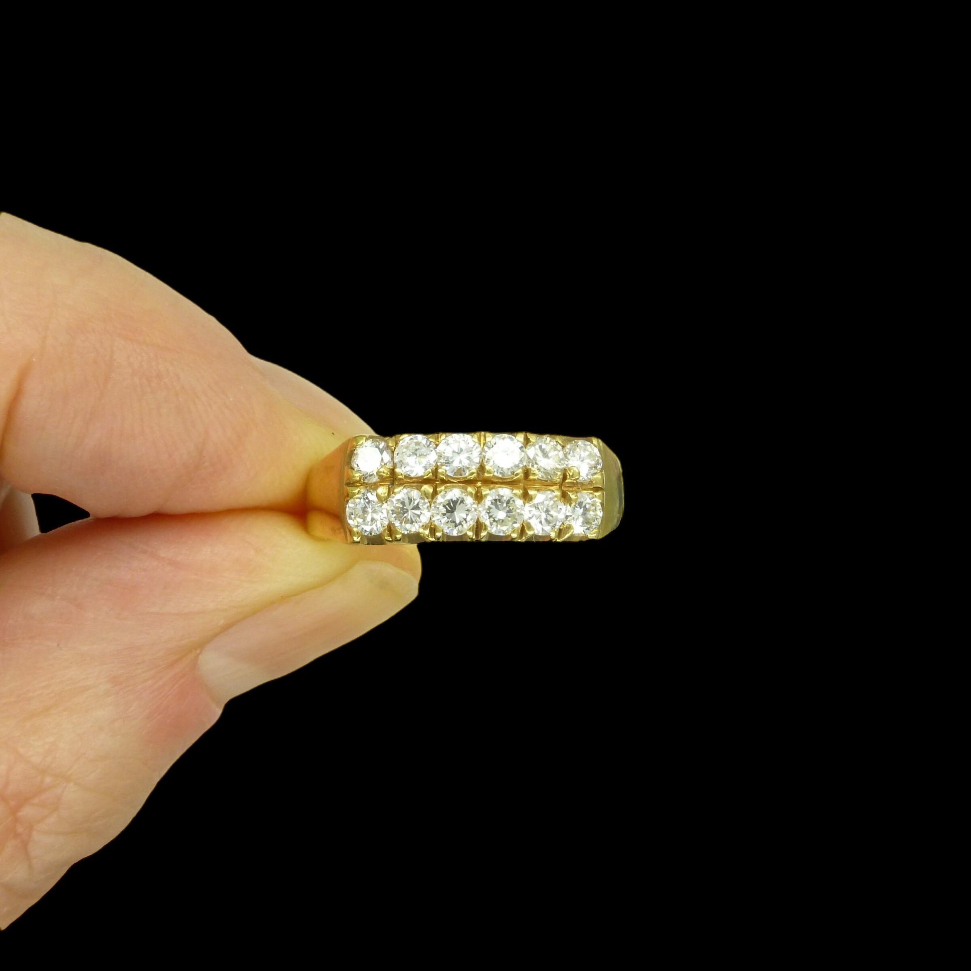 Vintage 14K gold two row natural Diamond half eternity wedding ring 0.60ct ~ 1970's Finnish/Finland