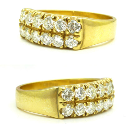 Vintage 14K gold two row natural Diamond half eternity wedding ring 0.60ct ~ 1970's Finnish/Finland