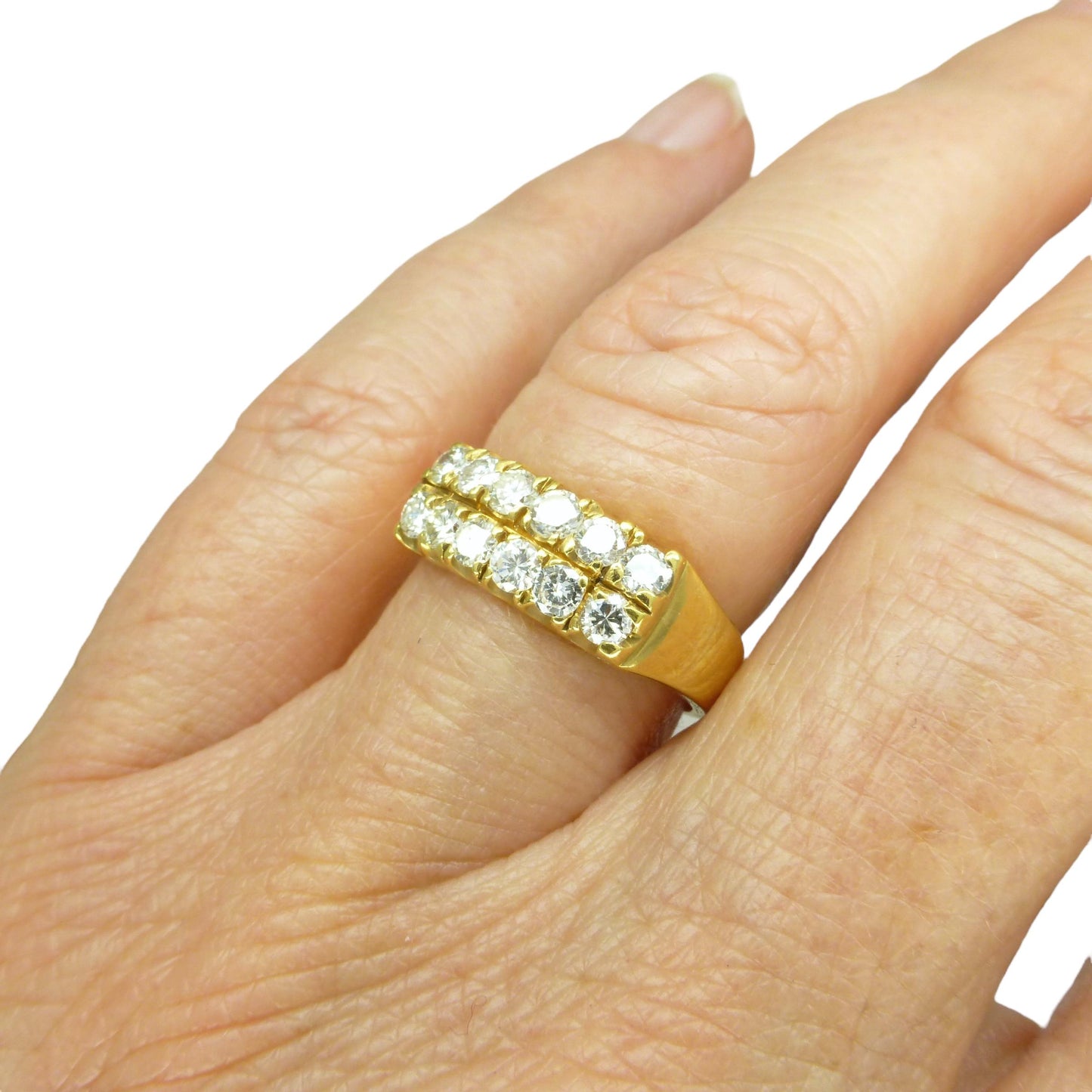 Vintage 14K gold two row natural Diamond half eternity wedding ring 0.60ct ~ 1970's Finnish/Finland