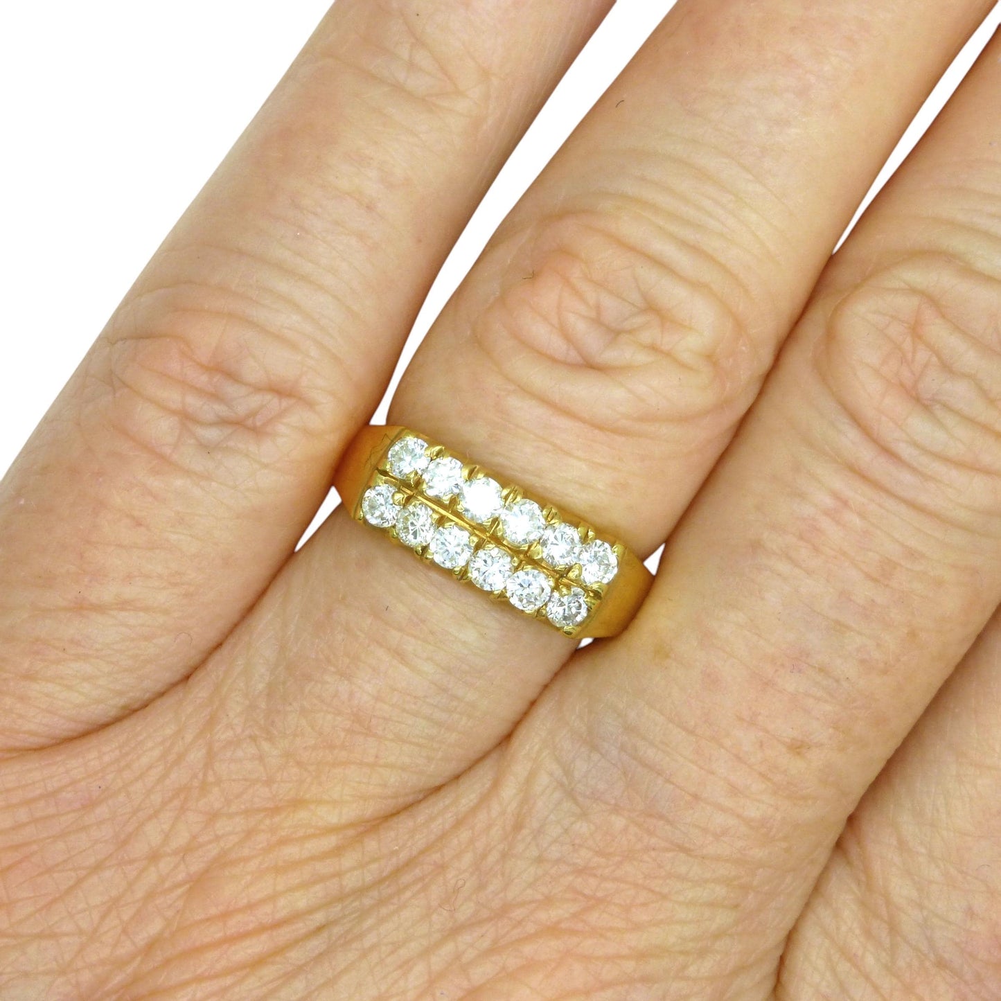 Vintage 14K gold two row natural Diamond half eternity wedding ring 0.60ct ~ 1970's Finnish/Finland