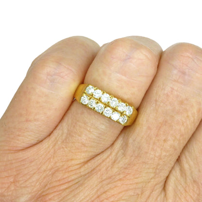 Vintage 14K gold two row natural Diamond half eternity wedding ring 0.60ct ~ 1970's Finnish/Finland