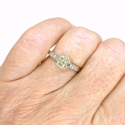 Antique Platinum old mine cut natural diamond solitaire ring 0.80ct + Independant Valuation