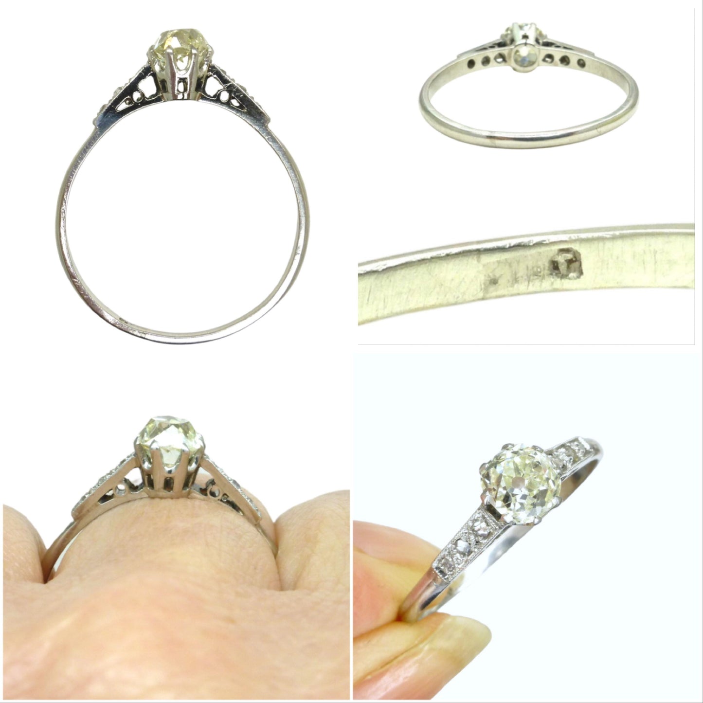 Antique Platinum old mine cut natural diamond solitaire ring 0.80ct + Independant Valuation