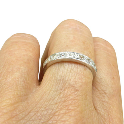 Vintage Art Deco old cut Diamond full hoop eternity wedding band - 18ct white gold - 1920's