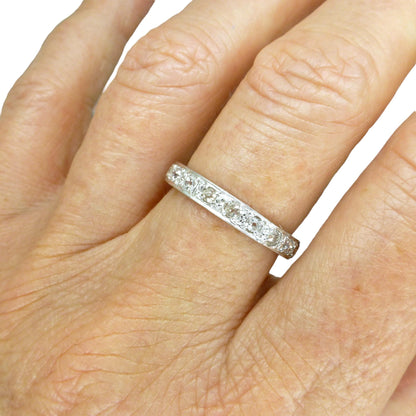 Vintage Art Deco old cut Diamond full hoop eternity wedding band - 18ct white gold - 1920's