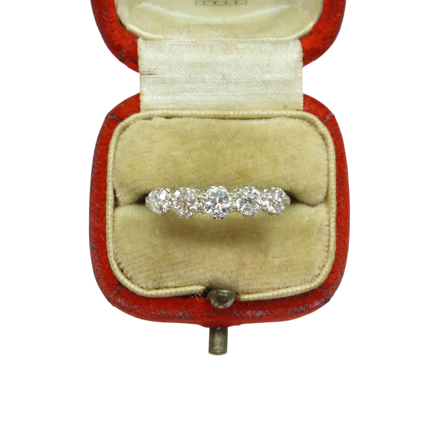 Antique 18ct white gold natural old cut diamond five stone ring 1920's 0.86ct ~ Independent valuation