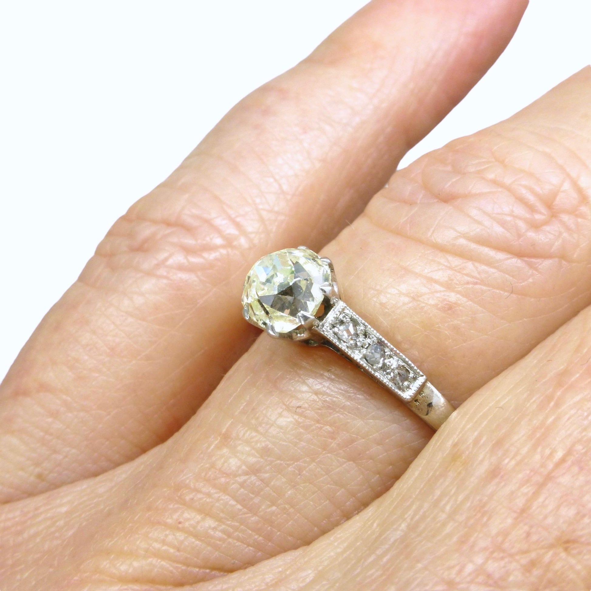 Antique Platinum old mine cut natural diamond solitaire ring 0.80ct + Independant Valuation