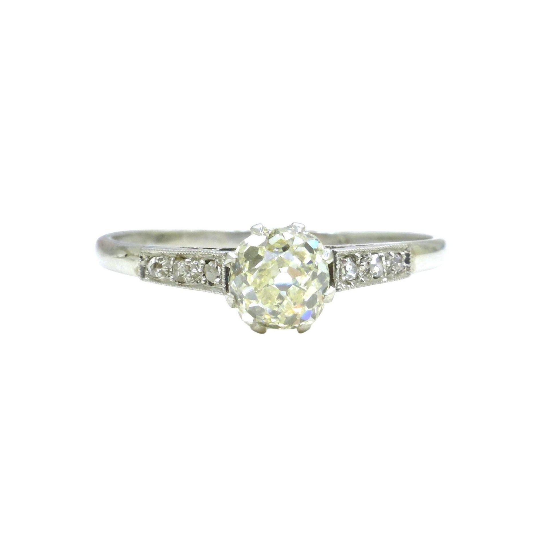 Antique Platinum old mine cut natural diamond solitaire ring 0.80ct + Independant Valuation