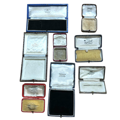 Collection of Antique & vintage jewellery presentation boxes ~ Lot of 8