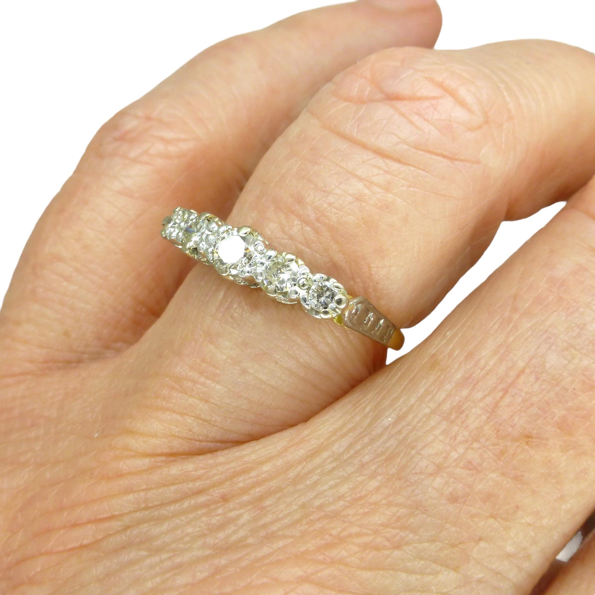 Vintage 18ct natural diamond five stone ring ~ Anniversary stacking ring