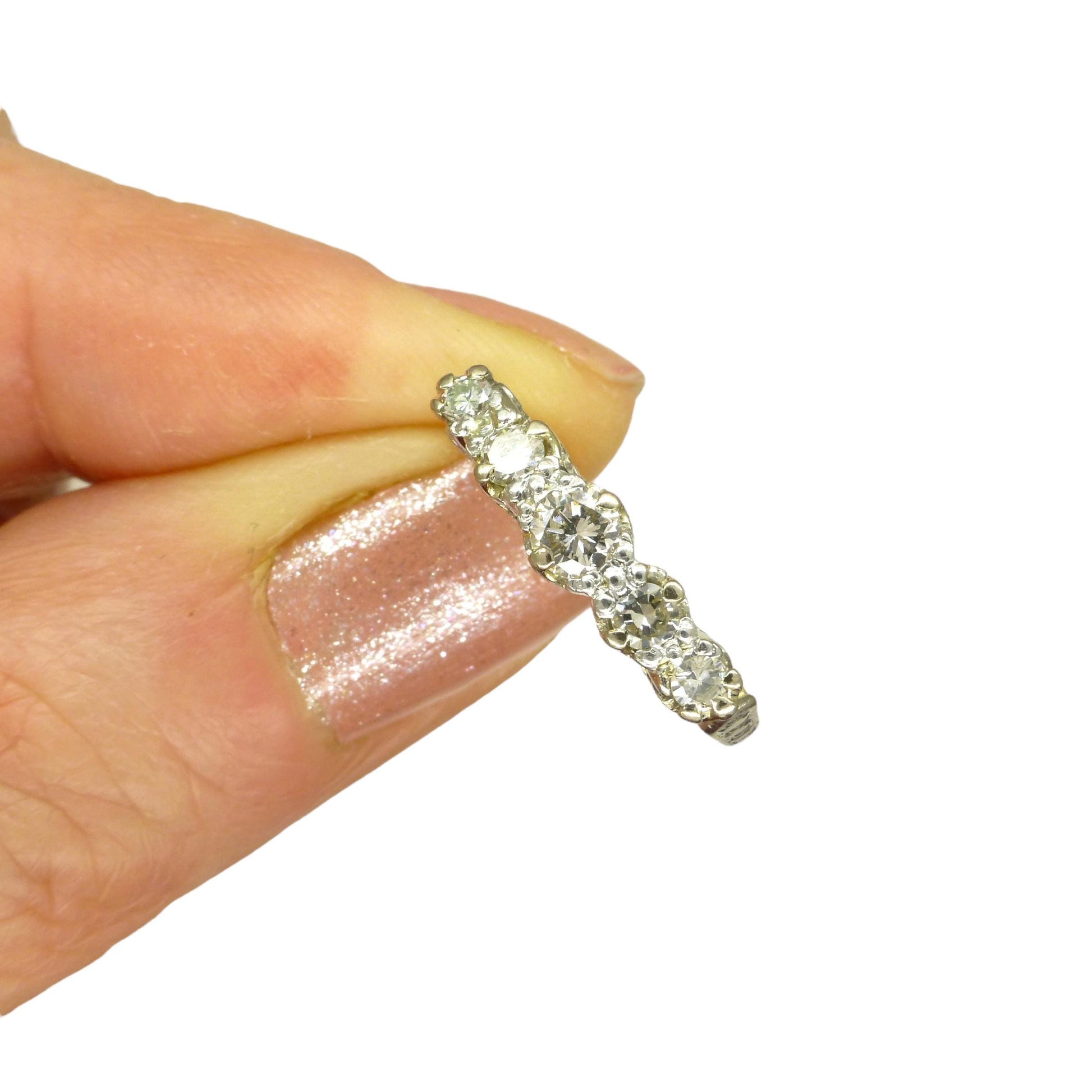 Vintage 18ct natural diamond five stone ring ~ Anniversary stacking ring