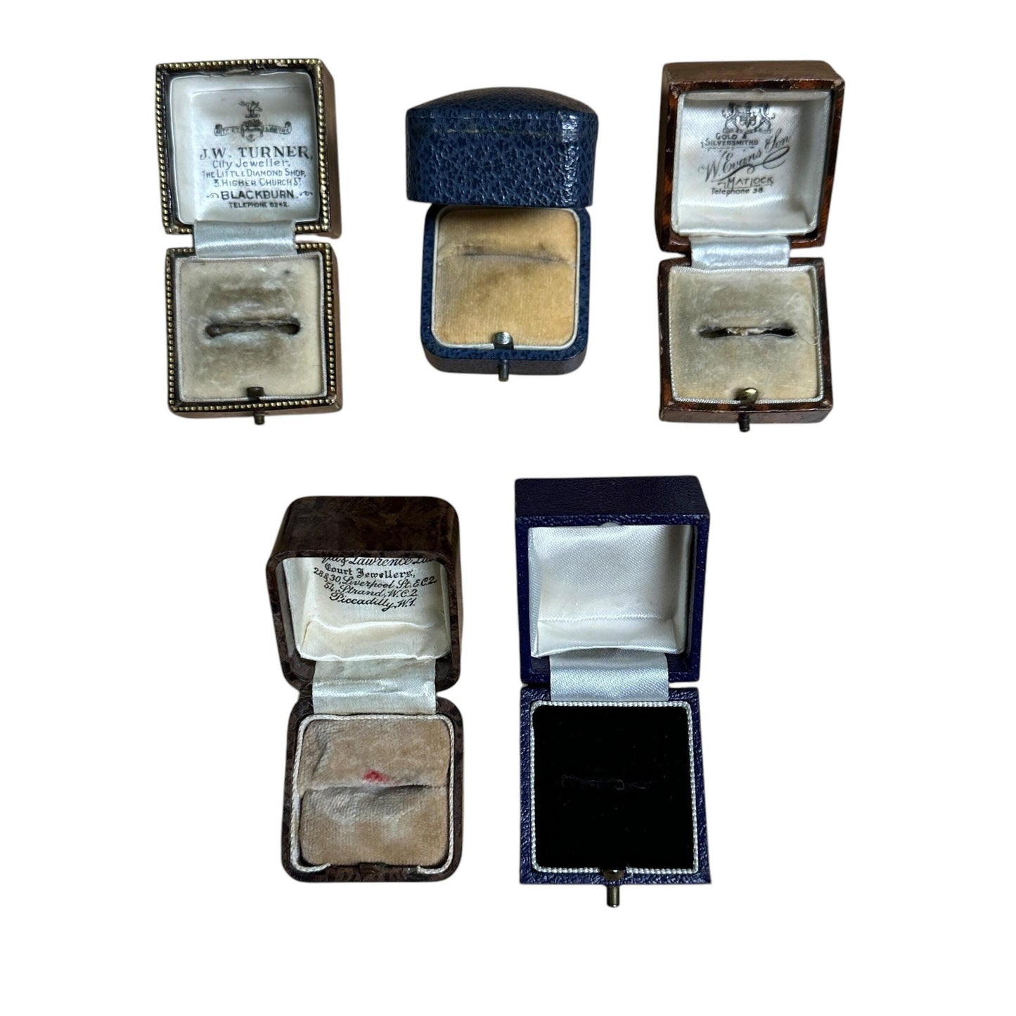 Collection of 5 x Antique & Vintage ring presentation boxes