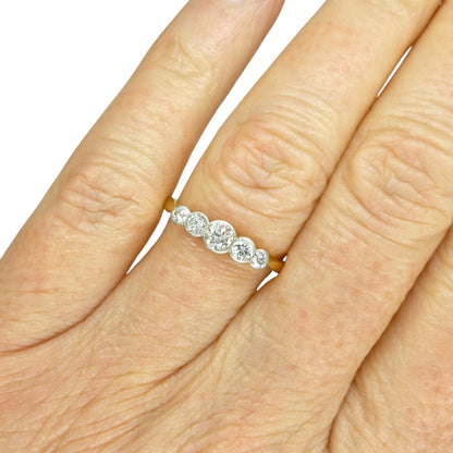 Antique Edwardian 18ct old cut natural diamond five stone ring c.1910