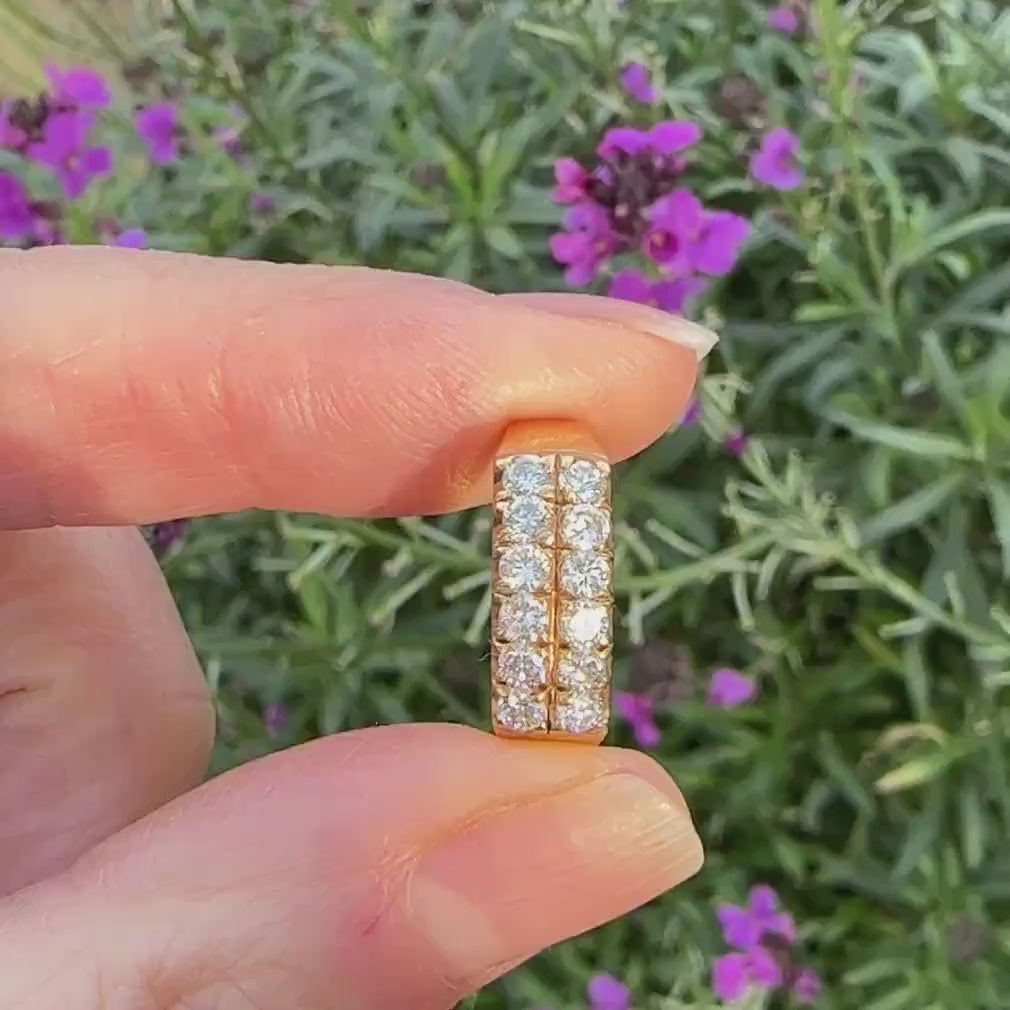 Vintage 14K gold two row natural Diamond half eternity wedding ring 0.60ct ~ 1970's Finnish/Finland