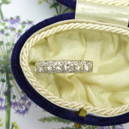 Vintage 18ct white gold seven stone diamond half eternity wedding band 0.85ct