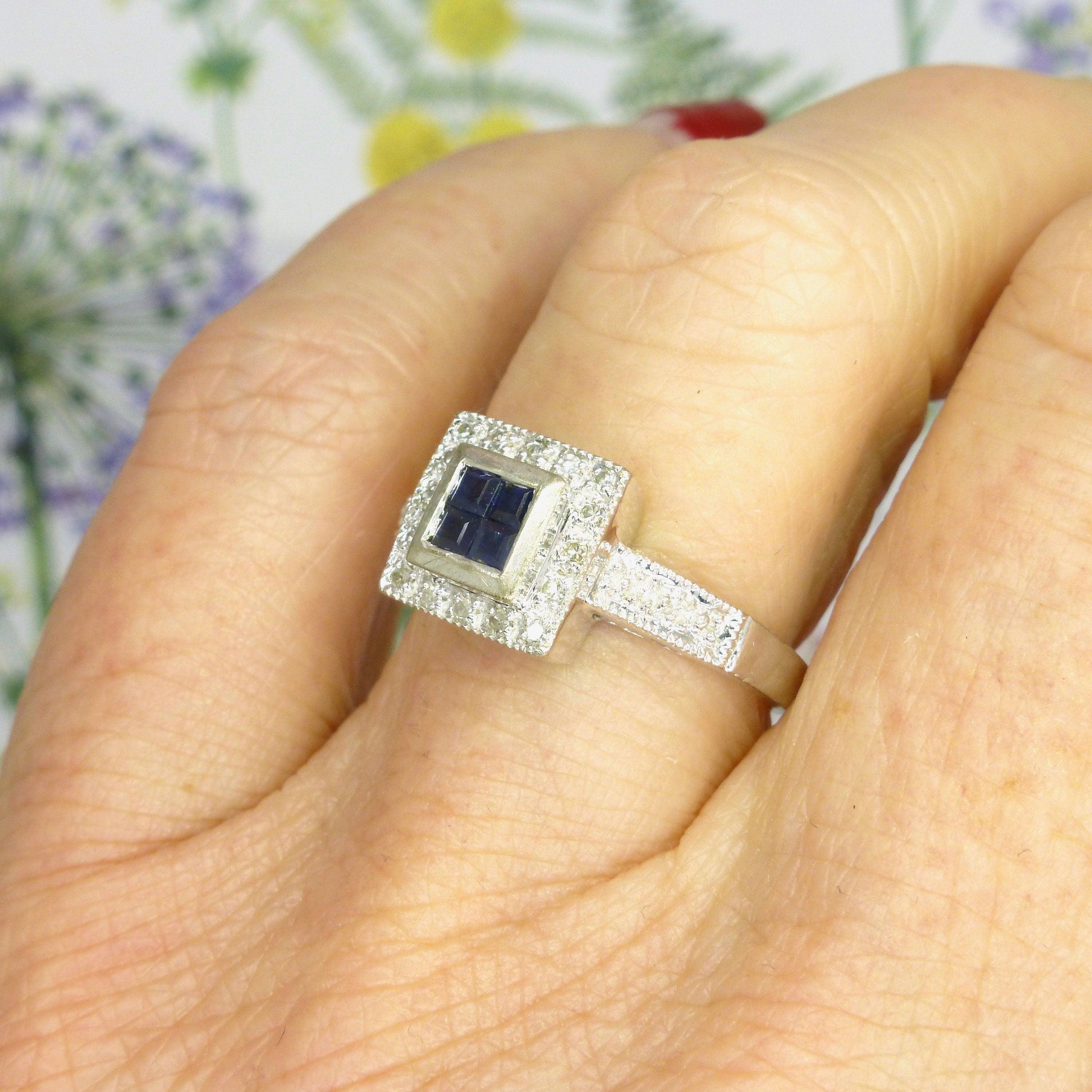 Square sapphire engagement on sale rings