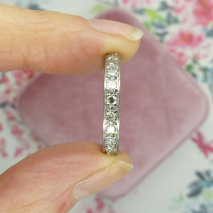 Vintage 18ct white gold Diamond half eternity ring 0.33ct ~ size P 1/2 / 7.75