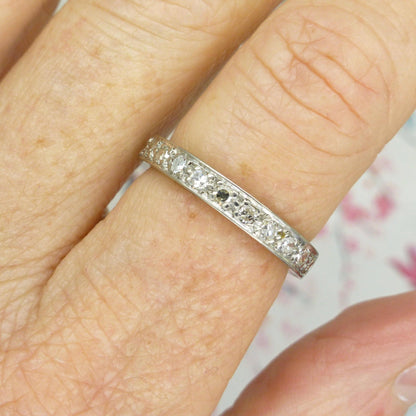 Vintage 18ct white gold Diamond half eternity ring 0.33ct ~ size P 1/2 / 7.75