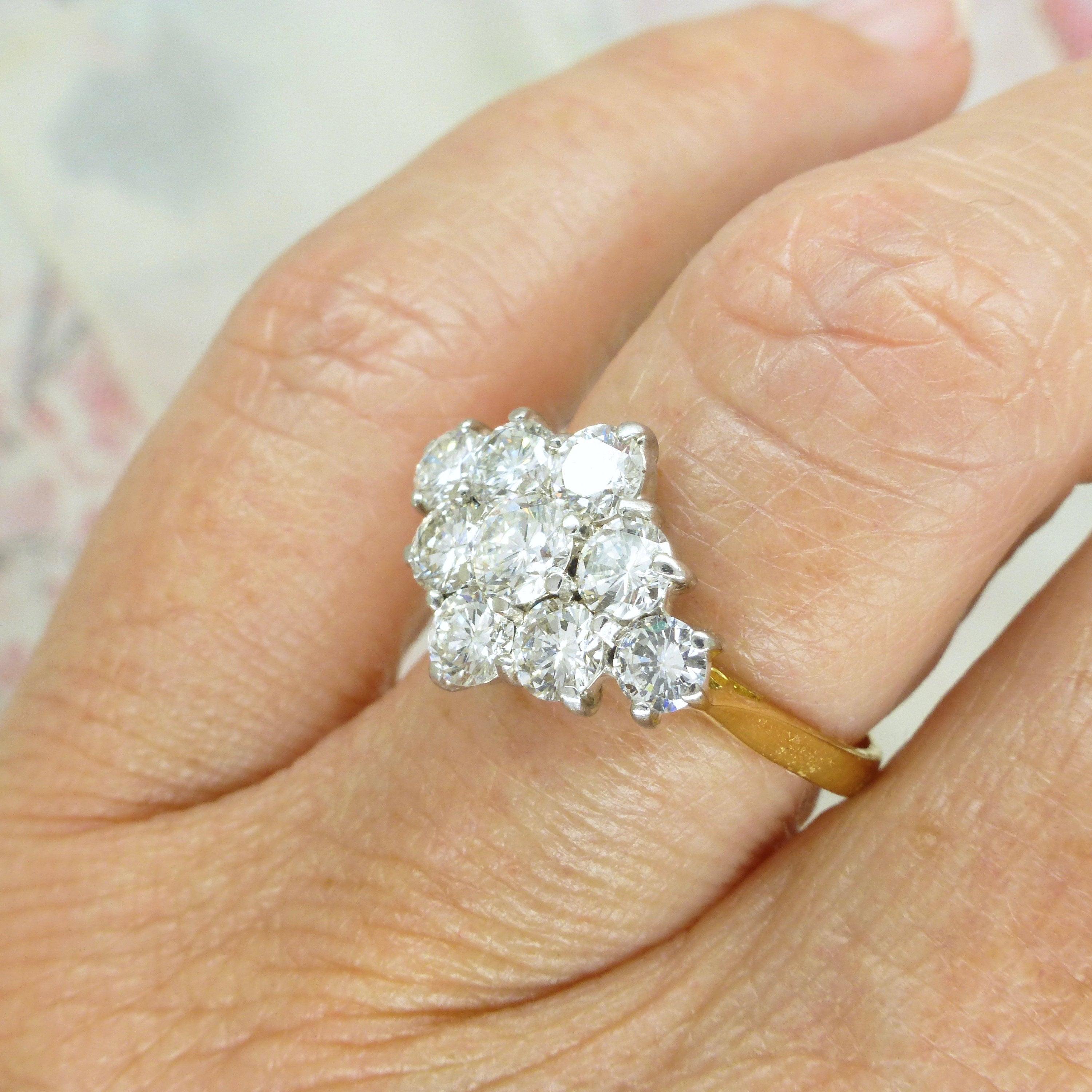 Vintage diamond cluster engagement on sale ring