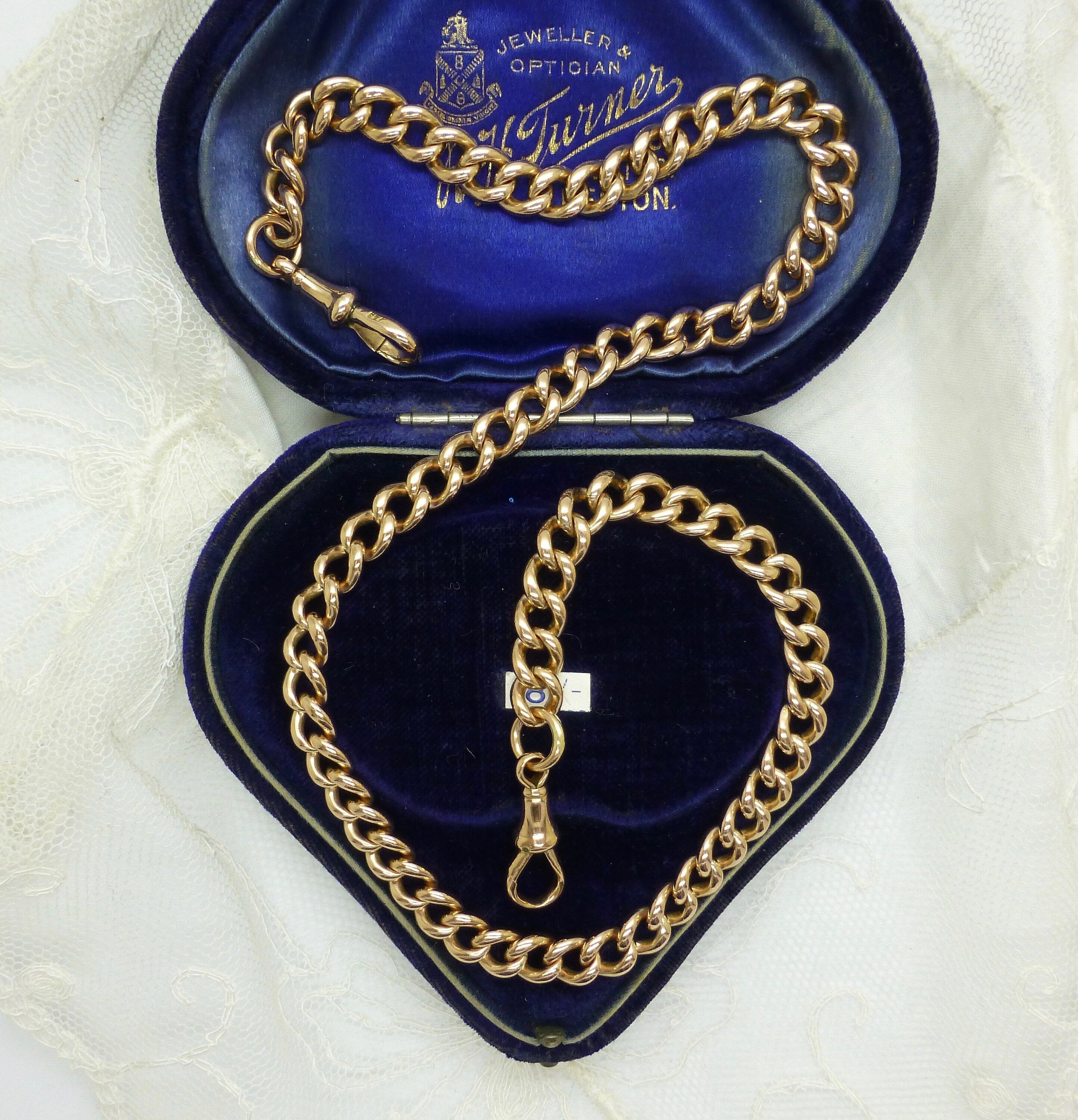 9ct gold double albert hotsell watch chain