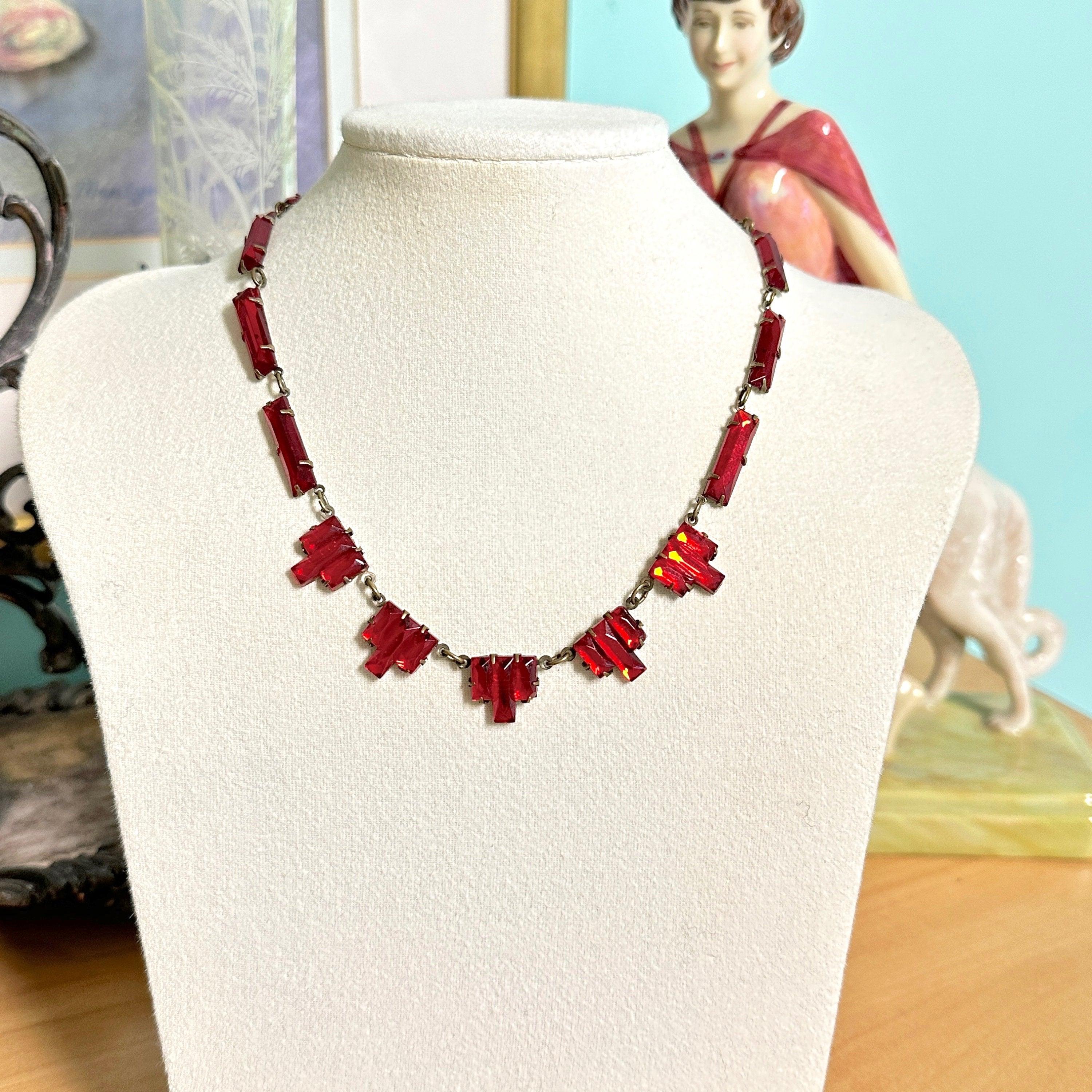 Antique deals glass necklace